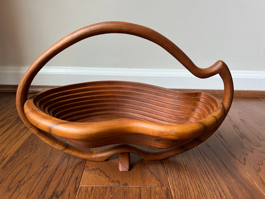 1960s Danish Modern Expanding Teak Decorative Basket / Tray