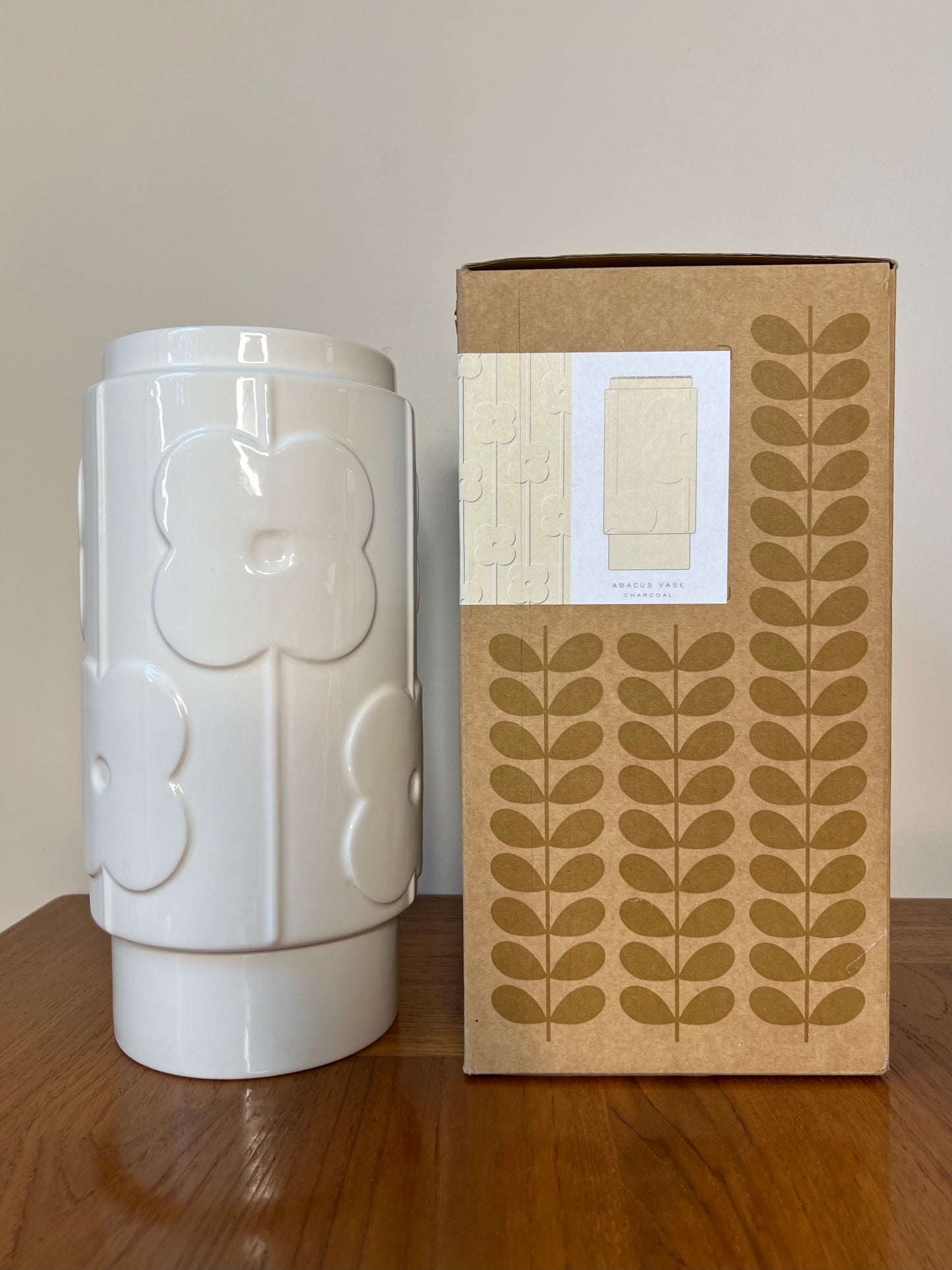 Orla Kiely House Abacus Vase (Floral) - White/Charcoal