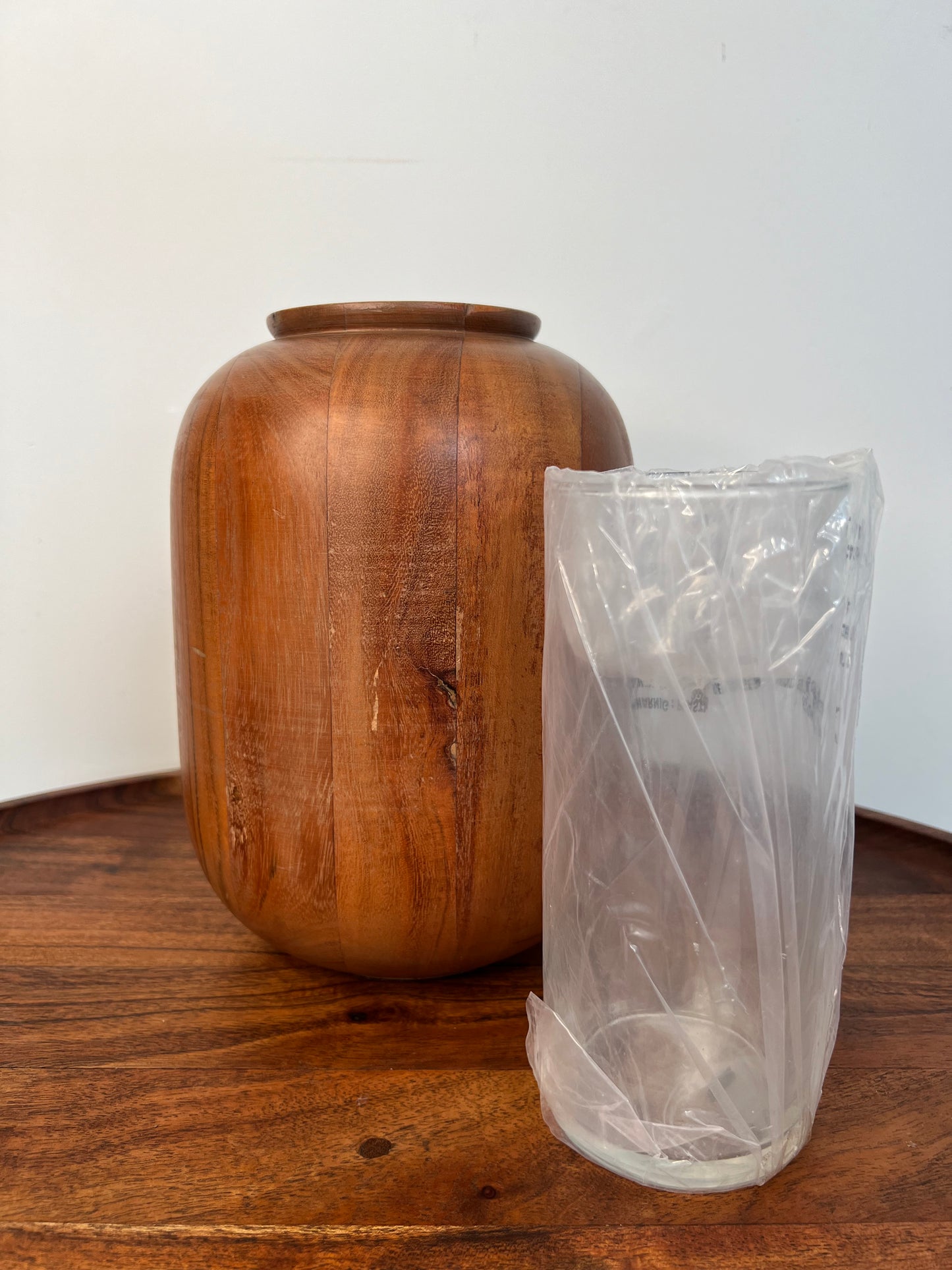 Hearth & Hand Turned Acacia Vase with Glass Insert