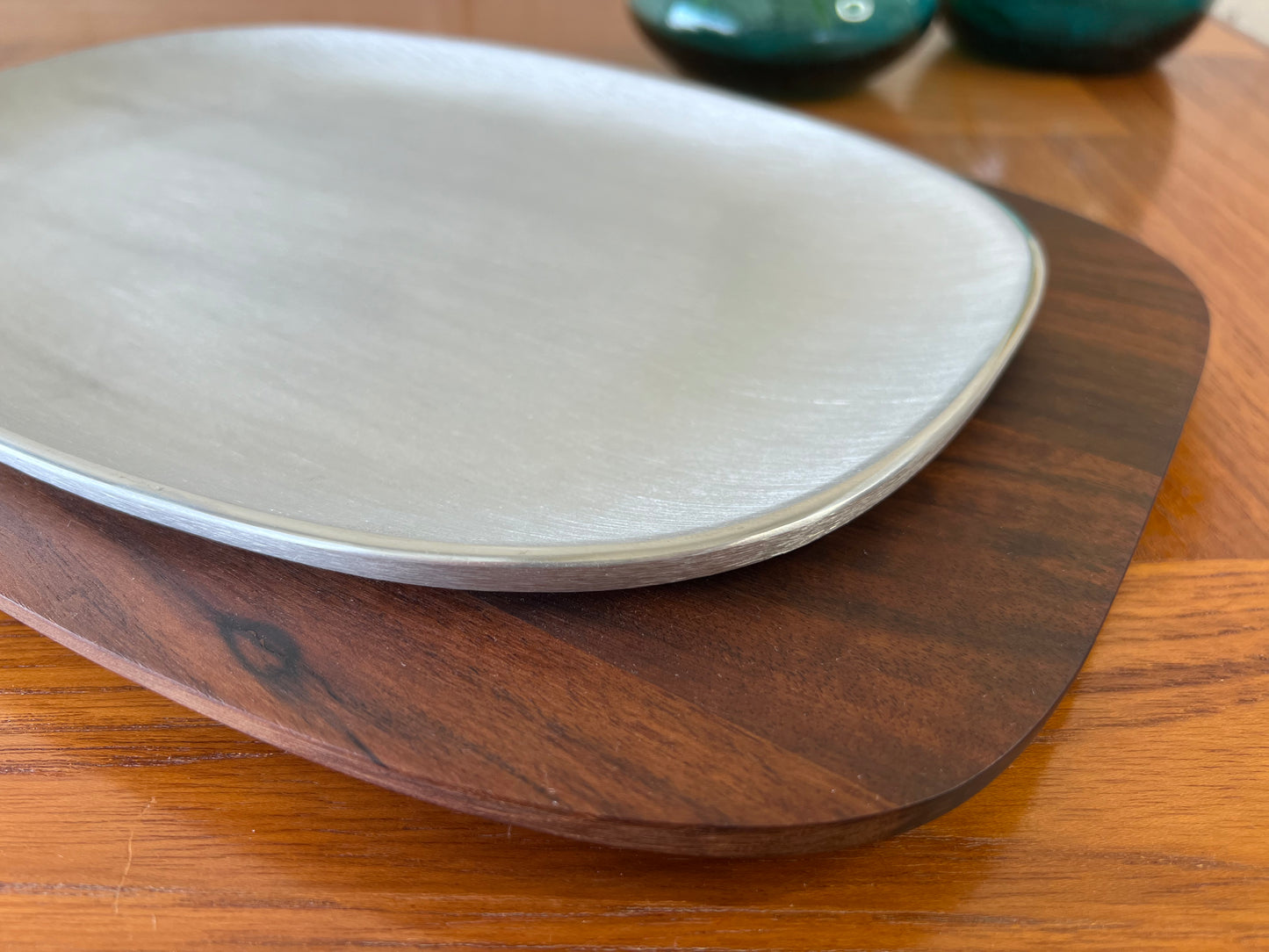 Gladmark Walnut and Stainless Sizzler Plate