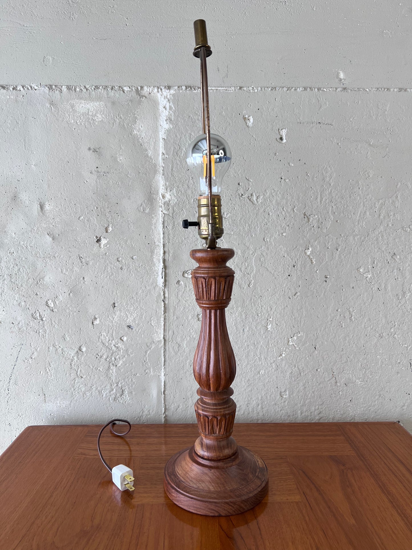 Solid Teak Carved Table Lamp