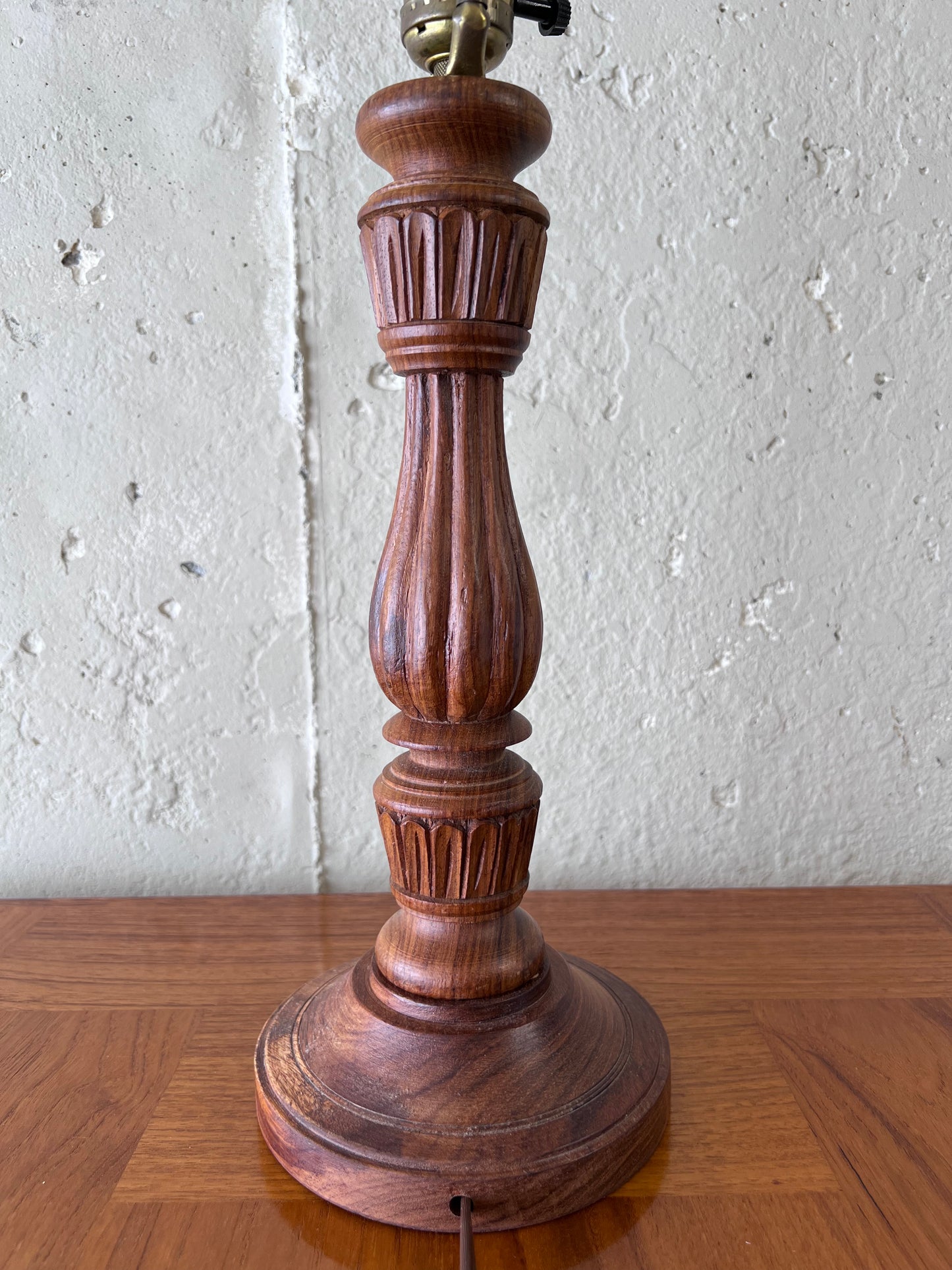 Solid Teak Carved Table Lamp