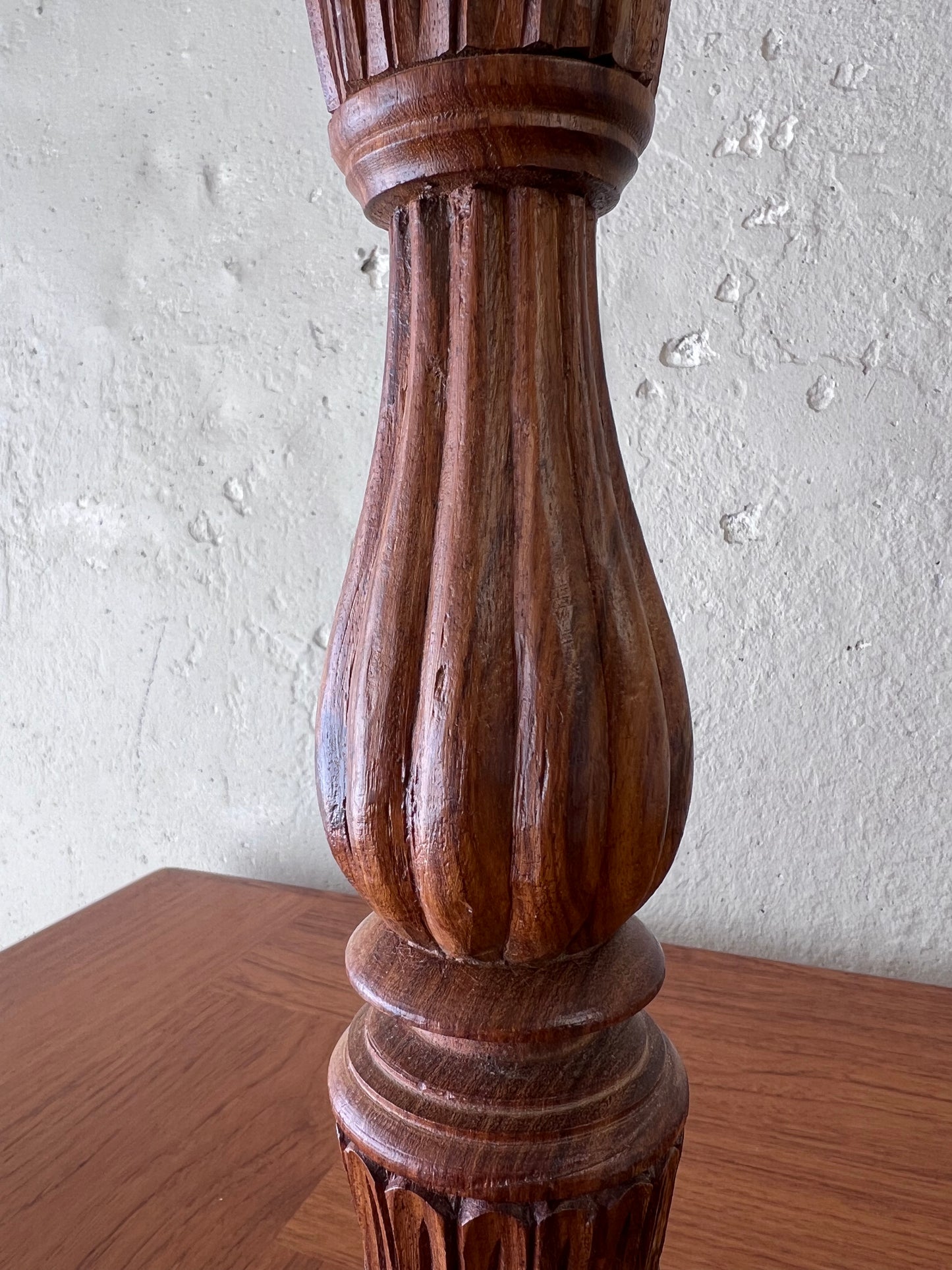 Solid Teak Carved Table Lamp