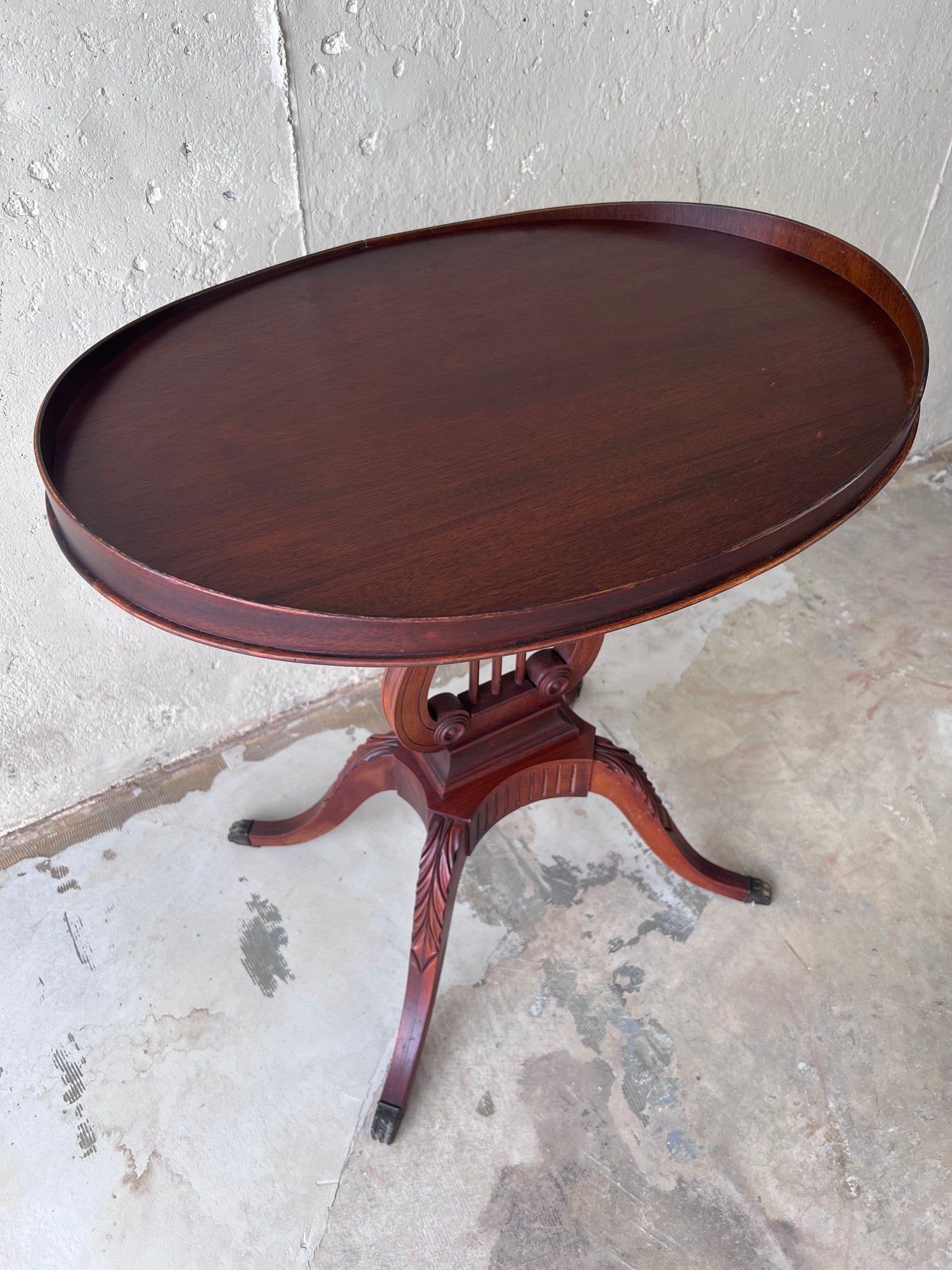 Oval Lyre Mahogany Accent Table by Mersman