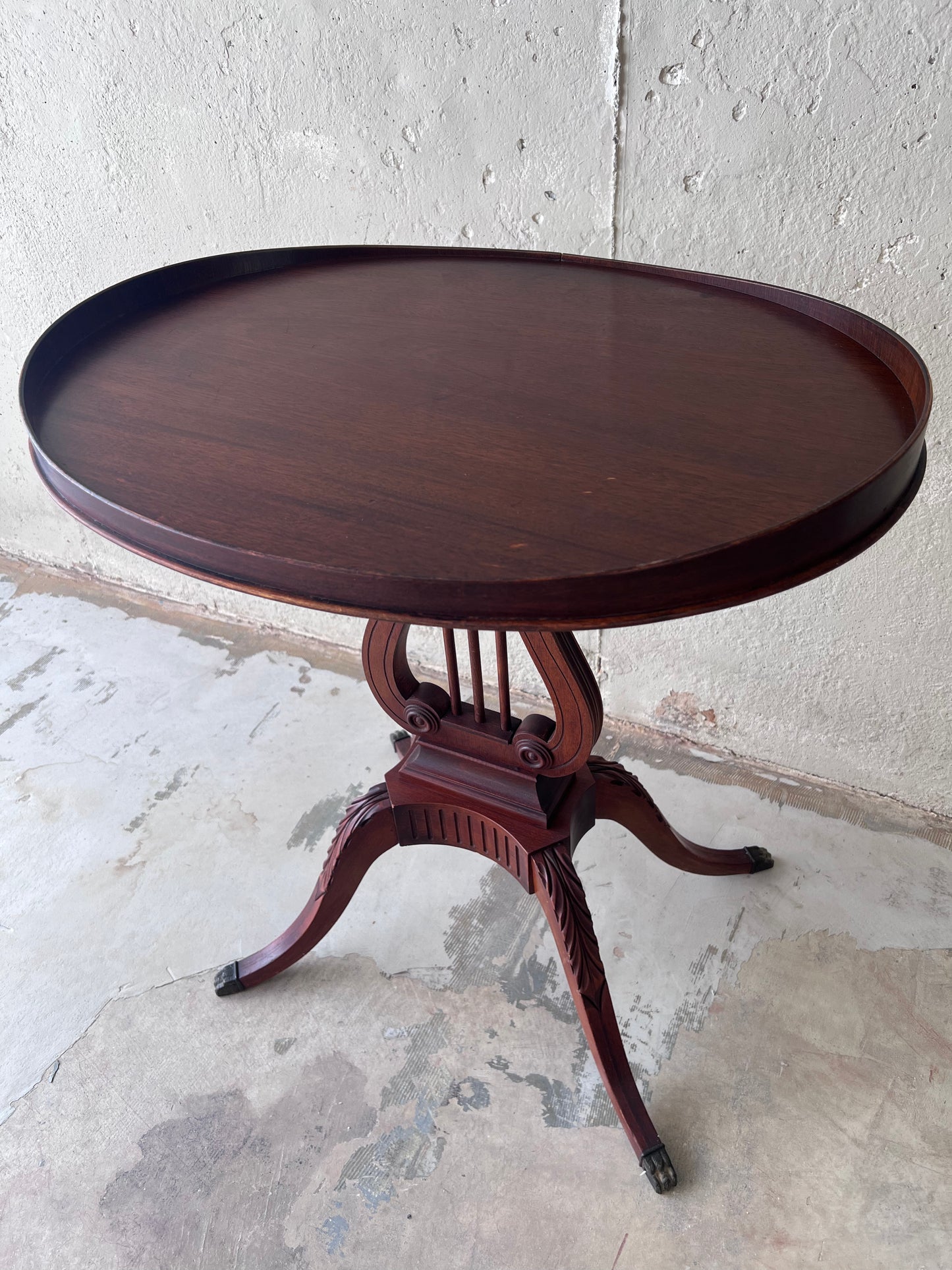 Oval Lyre Mahogany Accent Table by Mersman