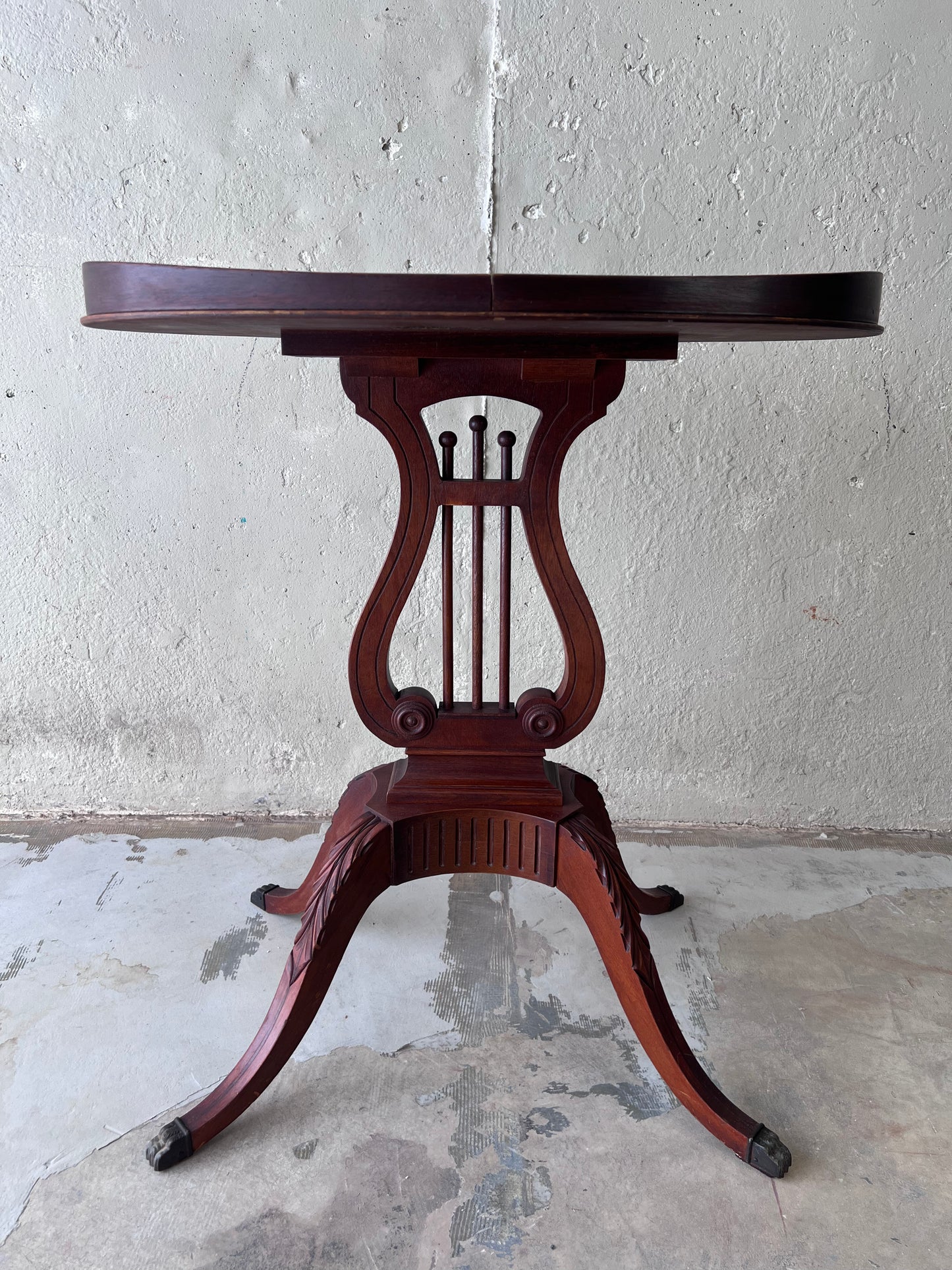 Oval Lyre Mahogany Accent Table by Mersman