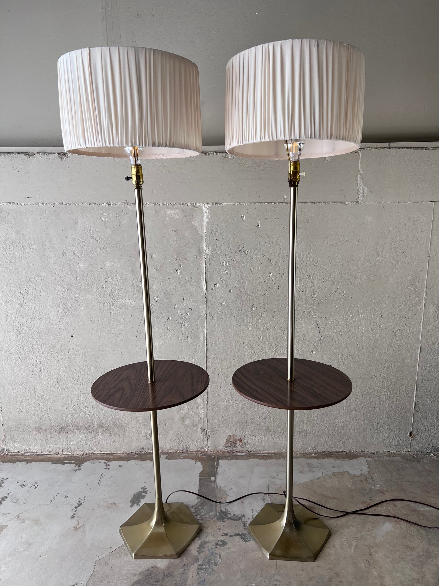 Mid-Century Floor Lamp with Integrated Table - Pair