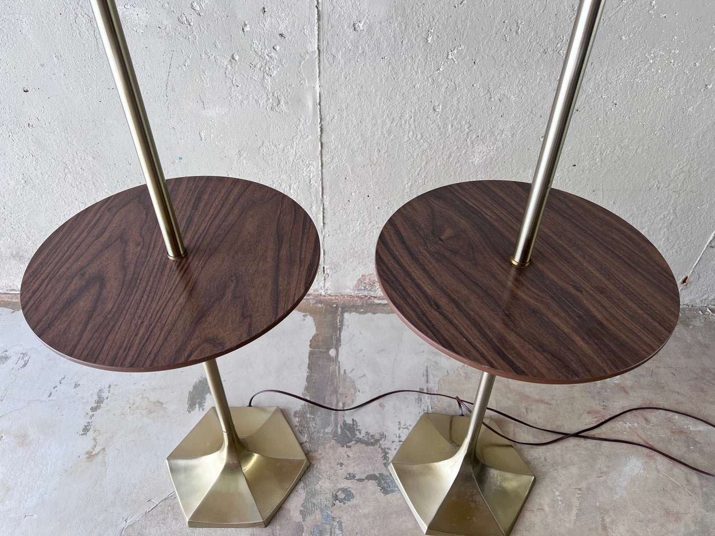 Mid-Century Floor Lamp with Integrated Table - Pair