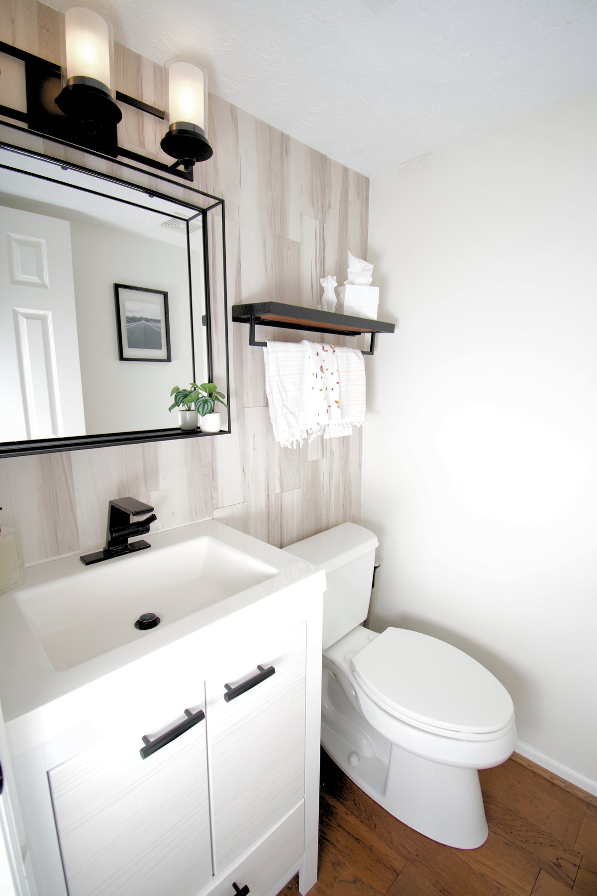 Frederick Maryland powder room bathroom renovation basement bright