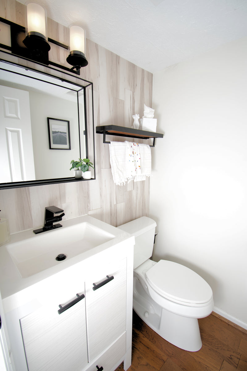Frederick Maryland powder room bathroom renovation basement bright